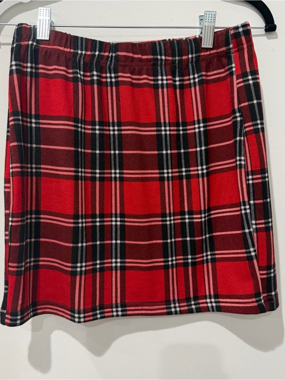 SHEIN Red Black Plaid Mini Skirt